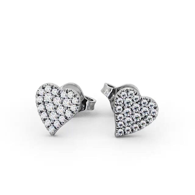 Heart Style Round Diamond Earrings 9K White Gold - Arlie ERG88_WG_EAR