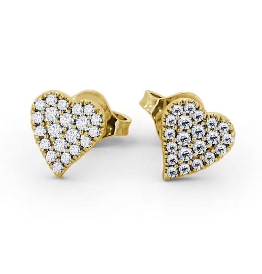 Heart Style Round Diamond Cluster Earrings 18K Yellow Gold ERG88_YG_THUMB2 