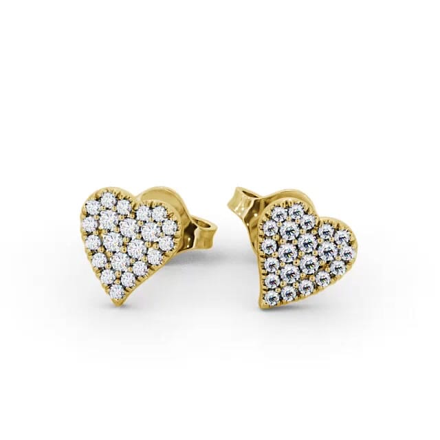 Heart Style Round Diamond Earrings 9K Yellow Gold - Arlie ERG88_YG_EAR
