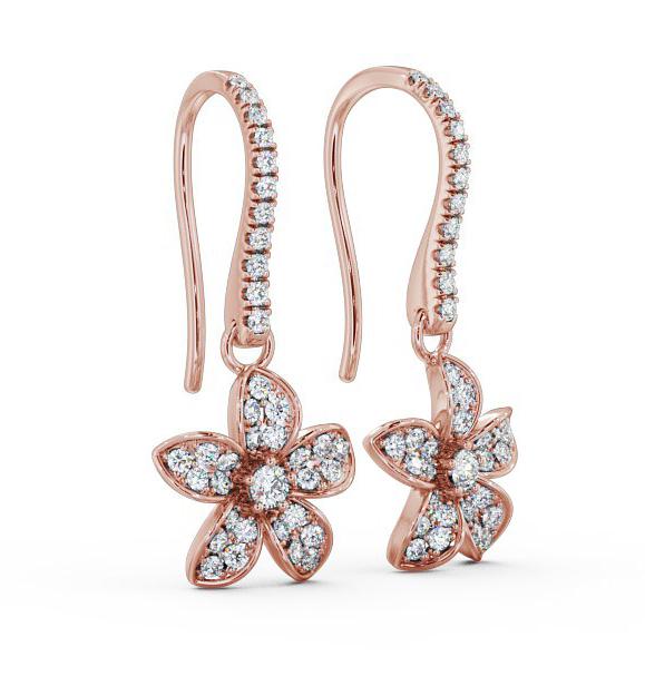 Floral Style Round Diamond Drop Earrings 9K Rose Gold ERG89_RG_THUMB1 