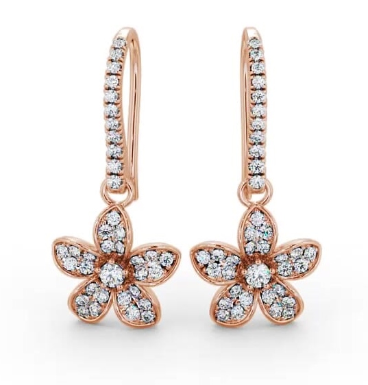 Floral Style Round Diamond Drop Earrings 18K Rose Gold ERG89_RG_THUMB2 