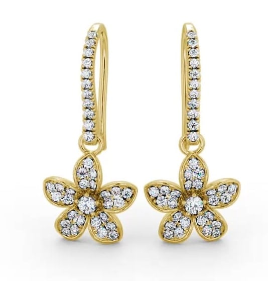 Floral Style Round Diamond Drop Earrings 18K Yellow Gold ERG89_YG_THUMB2 