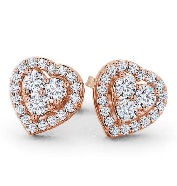 Heart Design Round Diamond Cluster Earrings 18K Rose Gold ERG8_RG_THUMB2 