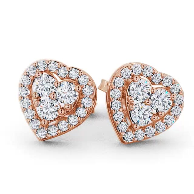 Heart Diamond Cluster Earrings 18K Rose Gold - Cindy ERG8_RG_EAR