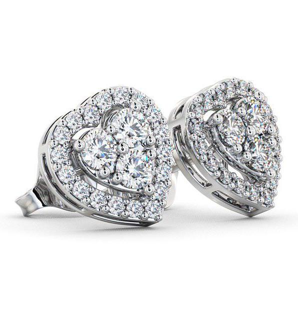 Heart Design Round Diamond Cluster Earrings 18K White Gold ERG8_WG_THUMB1 