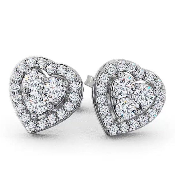 Heart Design Round Diamond Cluster Earrings 18K White Gold ERG8_WG_THUMB1