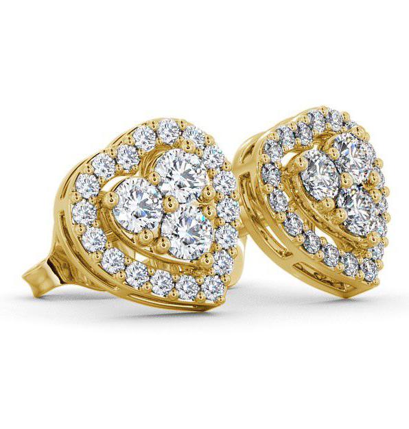 Heart Design Round Diamond Cluster Earrings 18K Yellow Gold ERG8_YG_THUMB1 