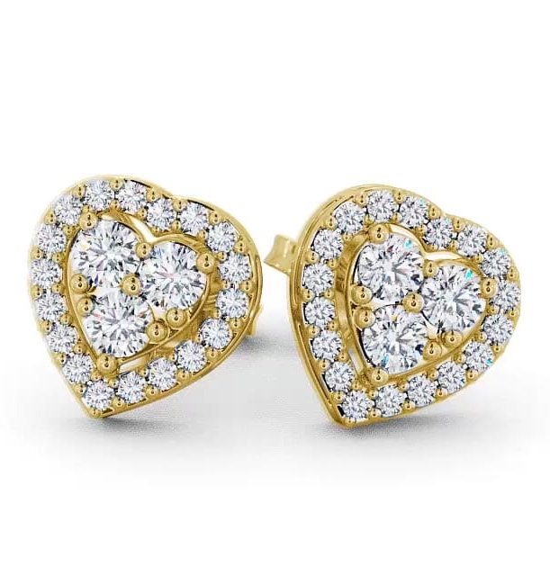 Heart Design Round Diamond Cluster Earrings 9K Yellow Gold ERG8_YG_THUMB2 