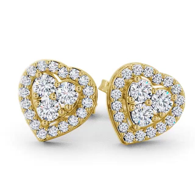 Heart Diamond Cluster Earrings 9K Yellow Gold - Cindy ERG8_YG_EAR