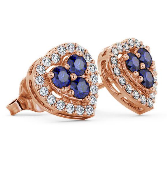 Halo Blue Sapphire and Diamond 1.26ct Earrings 9K Rose Gold ERG8GEM_RG_BS_THUMB1 