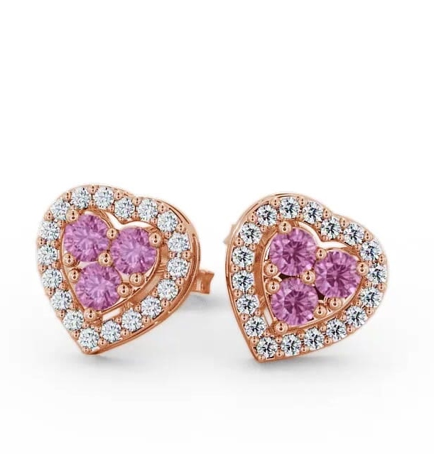 Halo Pink Sapphire and Diamond 1.26ct Earrings 9K Rose Gold ERG8GEM_RG_PS_THUMB1