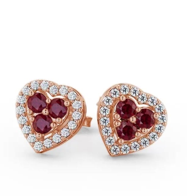 Halo Ruby and Diamond 1.26ct Earrings 9K Rose Gold ERG8GEM_RG_RU_THUMB1