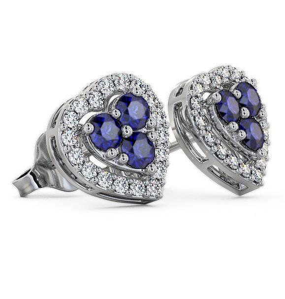 Halo Blue Sapphire and Diamond 1.26ct Earrings 18K White Gold ERG8GEM_WG_BS_THUMB1 