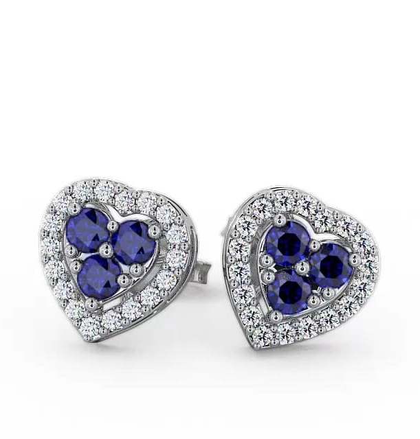 Halo Blue Sapphire and Diamond 1.26ct Earrings 18K White Gold ERG8GEM_WG_BS_THUMB1
