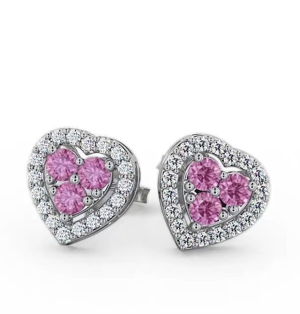 Halo Pink Sapphire and Diamond 1.26ct Earrings 18K White Gold ERG8GEM_WG_PS_THUMB1