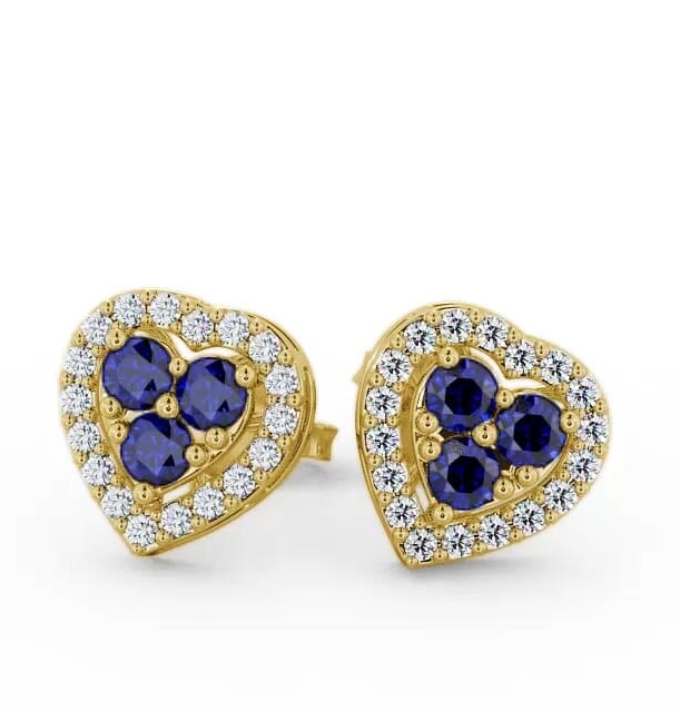 Halo Blue Sapphire and Diamond 1.26ct Earrings 9K Yellow Gold ERG8GEM_YG_BS_THUMB1