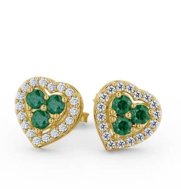 Halo Emerald and Diamond 1.08ct Earrings 9K Yellow Gold ERG8GEM_YG_EM_THUMB1
