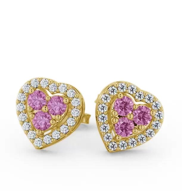 Halo Pink Sapphire and Diamond 1.26ct Earrings 18K Yellow Gold ERG8GEM_YG_PS_THUMB1