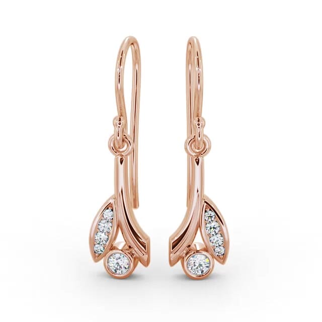 Drop Round Diamond Earrings 18K Rose Gold - Adley ERG90_RG_EAR