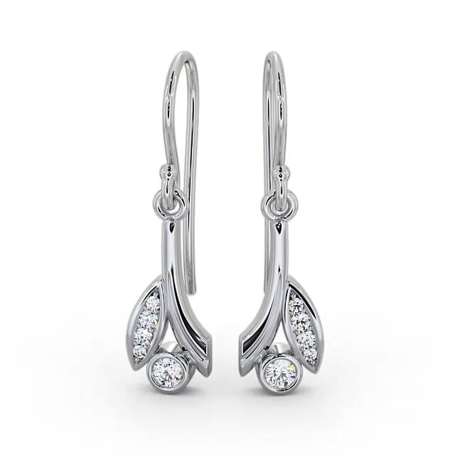 Drop Round Diamond Earrings 9K White Gold - Adley ERG90_WG_EAR