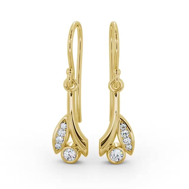 Drop Round Diamond Earrings 9K Yellow Gold - Adley ERG90_YG_EAR
