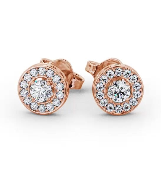 Halo Round Diamond Traditional Earrings 18K Rose Gold ERG91_RG_THUMB2 