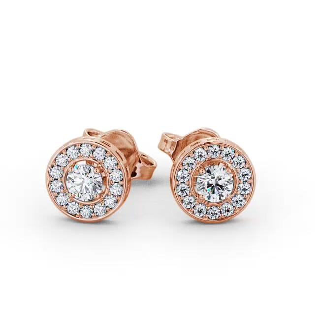 Halo Round Diamond Earrings 18K Rose Gold - Arie ERG91_RG_EAR