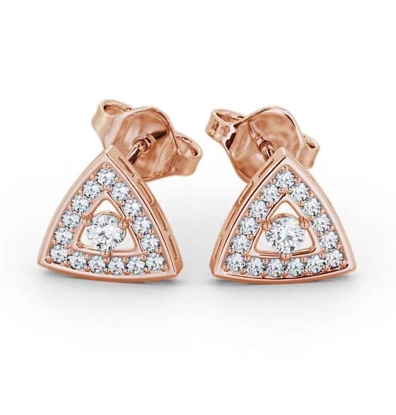 Halo Round Diamond Triangle Design Earrings 18K Rose Gold ERG92_RG_THUMB1