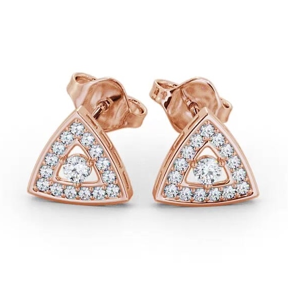 Halo Round Diamond Triangle Design Earrings 18K Rose Gold ERG92_RG_THUMB1