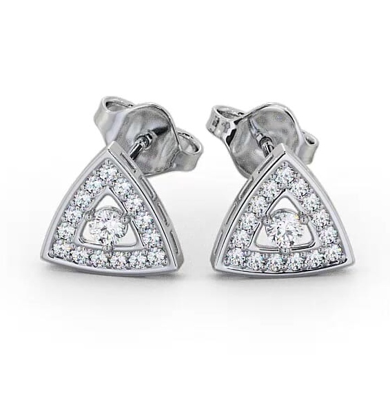 Halo Round Diamond Triangle Design Earrings 9K White Gold ERG92_WG_THUMB2 