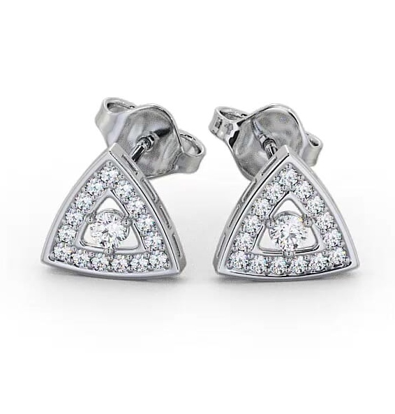 Halo Round Diamond Triangle Design Earrings 9K White Gold ERG92_WG_THUMB1