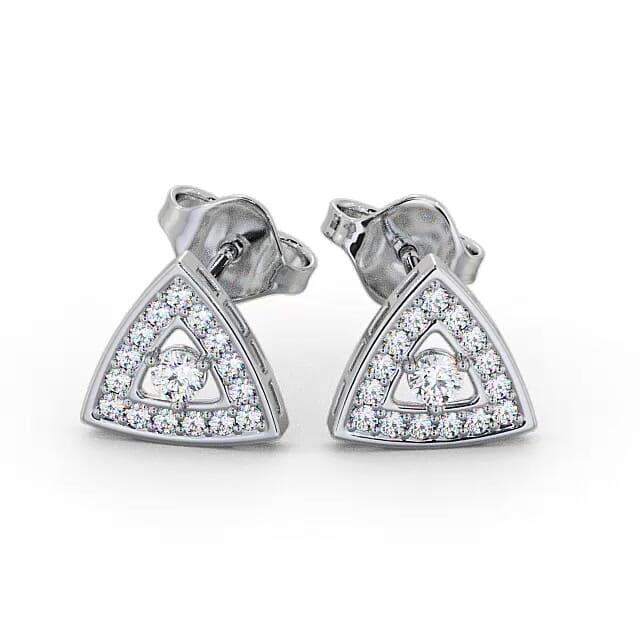 Halo Round Diamond Earrings 18K White Gold - Keylin ERG92_WG_EAR