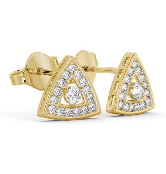 Halo Round Diamond Triangle Design Earrings 9K Yellow Gold ERG92_YG_THUMB1 
