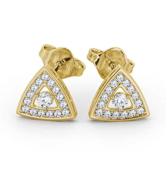 Halo Round Diamond Triangle Design Earrings 18K Yellow Gold ERG92_YG_THUMB1