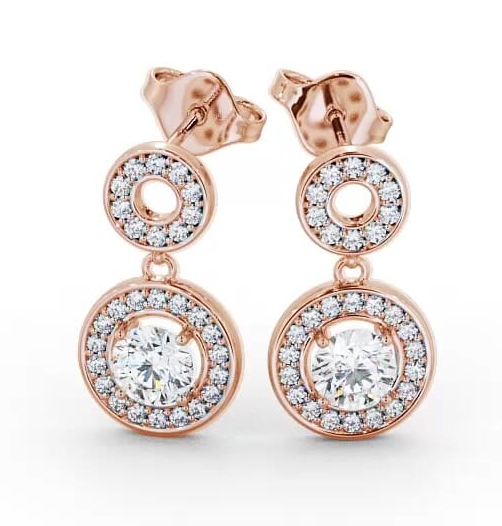 Double Circle Halo Round Diamond Earrings 18K Rose Gold ERG93_RG_THUMB1