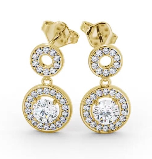 Double Circle Halo Round Diamond Earrings 9K Yellow Gold ERG93_YG_THUMB2 