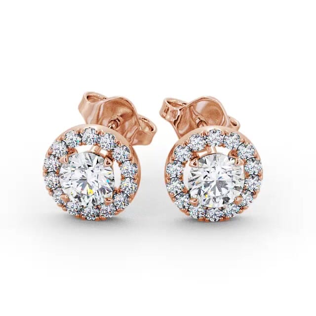 Halo Round Diamond Earrings 18K Rose Gold - Kyara ERG94_RG_EAR