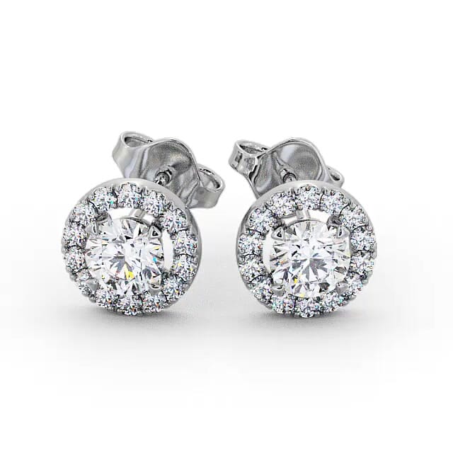 Halo Round Diamond Earrings 18K White Gold - Kyara ERG94_WG_EAR