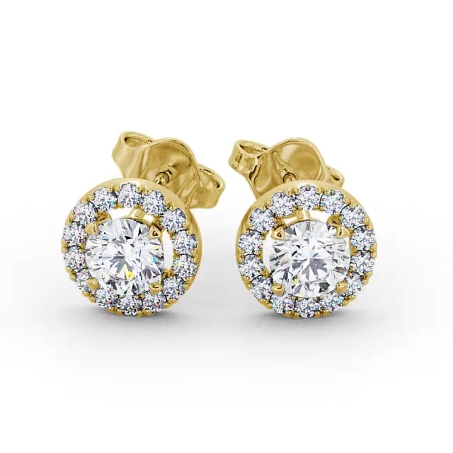 Halo Round Diamond Earrings 18K Yellow Gold - Kyara ERG94_YG_EAR