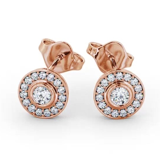 Halo Round Diamond Bezel and Channel Earrings 9K Rose Gold ERG95_RG_THUMB1
