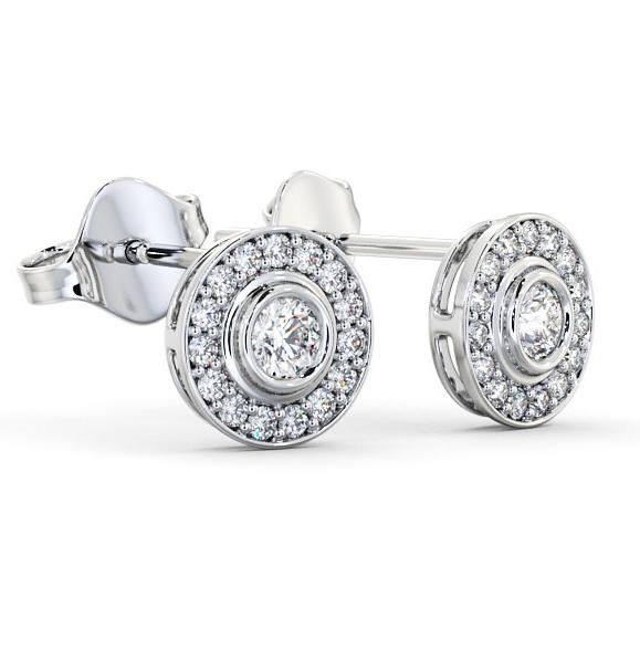 Halo Round Diamond Bezel and Channel Earrings 9K White Gold ERG95_WG_THUMB1 