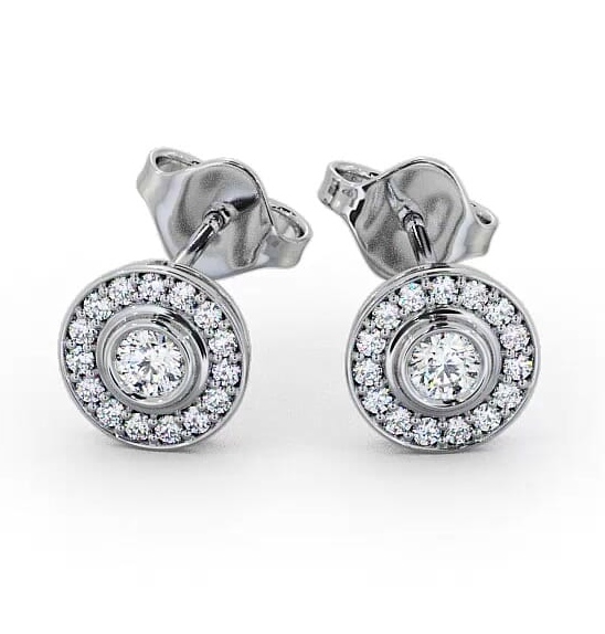 Halo Round Diamond Bezel and Channel Earrings 9K White Gold ERG95_WG_THUMB2 