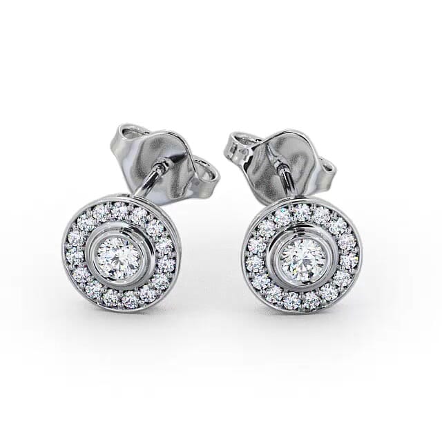 Halo Round Diamond Earrings 18K White Gold - Corrine ERG95_WG_EAR