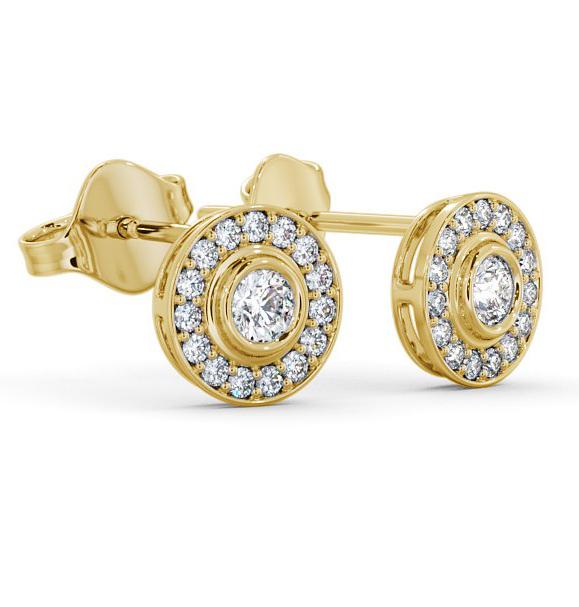 Halo Round Diamond Bezel and Channel Earrings 9K Yellow Gold ERG95_YG_THUMB1 