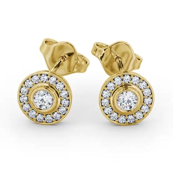 Halo Round Diamond Bezel and Channel Earrings 18K Yellow Gold ERG95_YG_THUMB2 