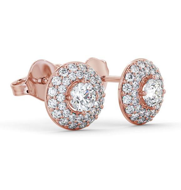 Halo Round Diamond Cluster Style Earrings 18K Rose Gold ERG96_RG_THUMB1 