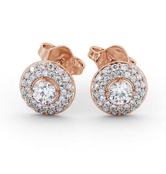 Halo Round Diamond Cluster Style Earrings 18K Rose Gold ERG96_RG_THUMB1