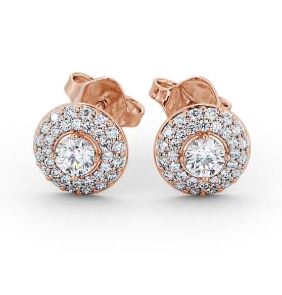 Halo Round Diamond Cluster Style Earrings 18K Rose Gold ERG96_RG_THUMB2 
