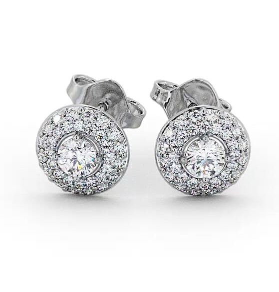 Halo Round Diamond Cluster Style Earrings 9K White Gold ERG96_WG_THUMB2 