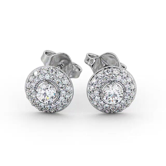 Halo Round Diamond Earrings 18K White Gold - Elsa ERG96_WG_EAR
